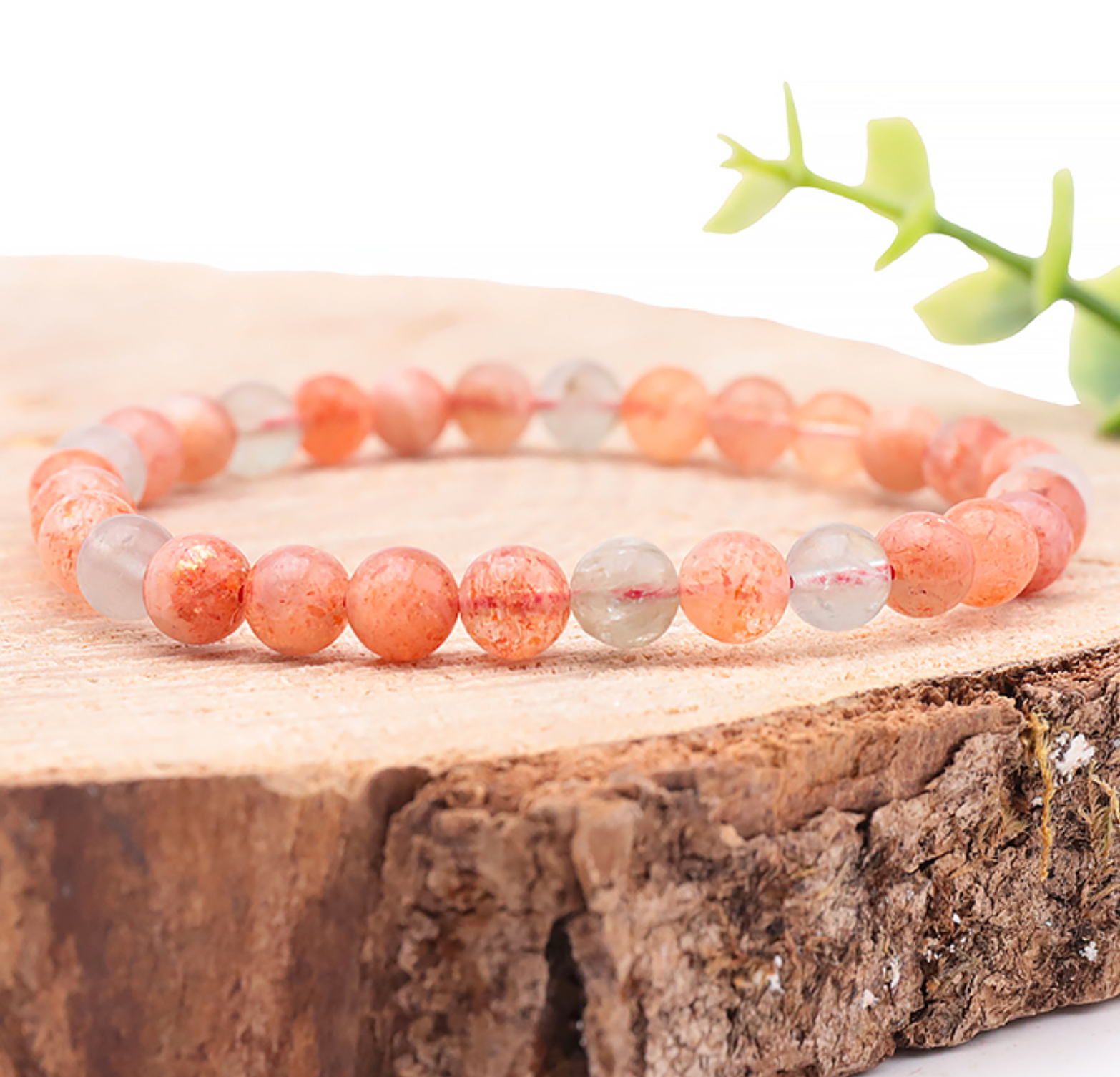 Bracelet boule 06mm Pierre de soleil multicolore AA