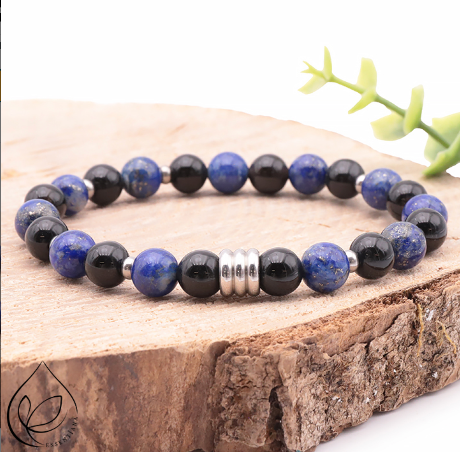 Bracelet Célyos argenté Lapis Lazuli, Onyx A Essentiana