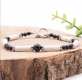 Bracelet Légende argenté Homme onyx, howlite blanche A Essentiana