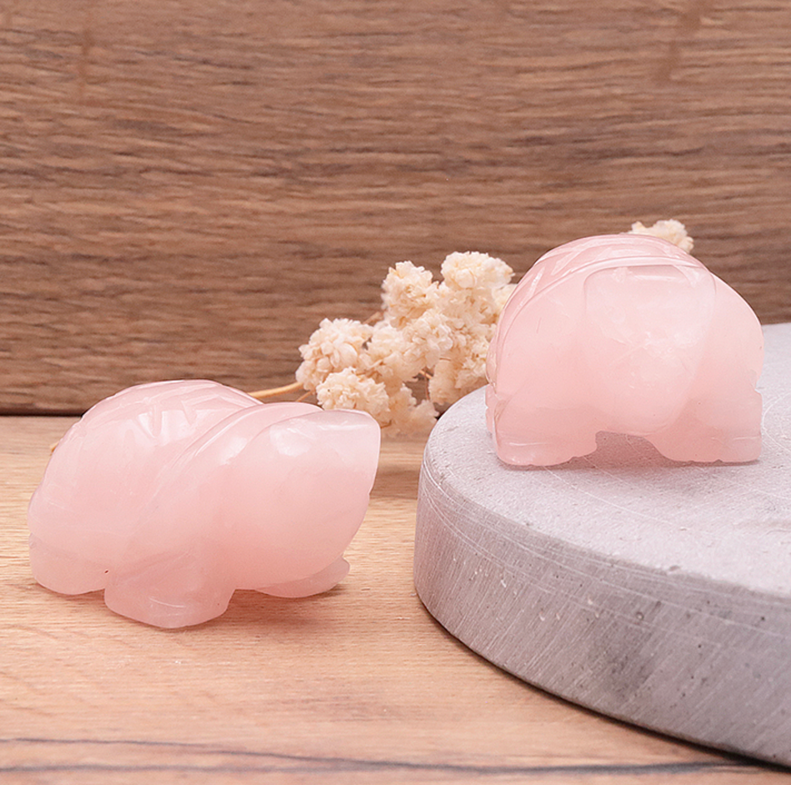 Tortue 50mm Quartz rose Brésil A (1 pièce)
