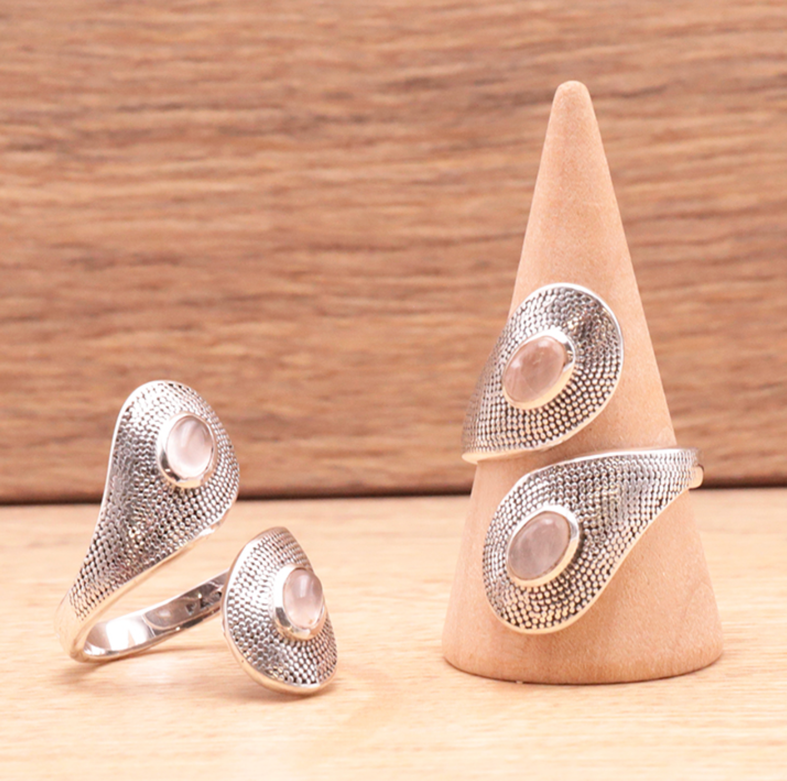 Bague argent 925 modèle 03 Quartz Rose Madagascar AA