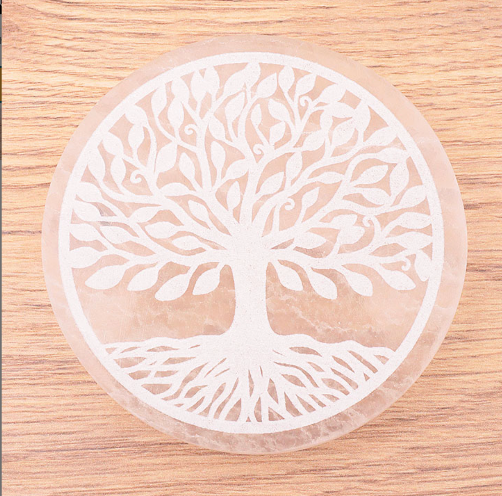 Plaque Sélénite A+ arbre de vie 70 à 80mm ( 1 pièce) - mod 01