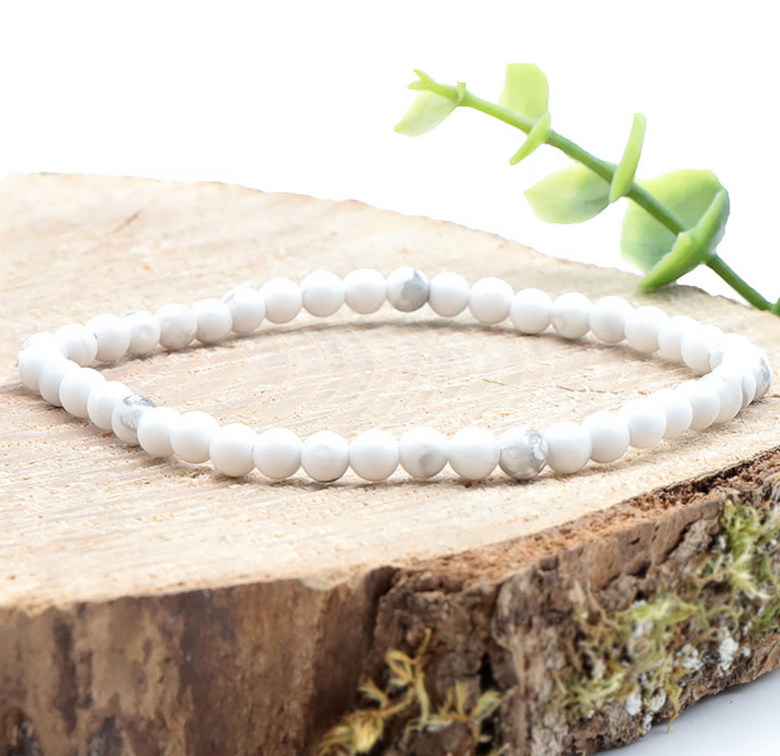 Bracelet boule 04mm Howlite blanche A