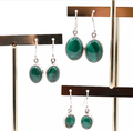 BOUCLES D'OREILLES ARGENT 925 Malachite AA / 6,31 gr