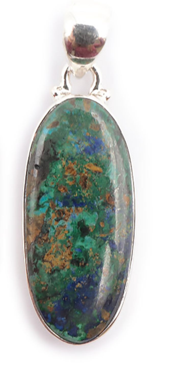 Pendentif argent 925 azurite malachite AA 11,43g (1 pièce)