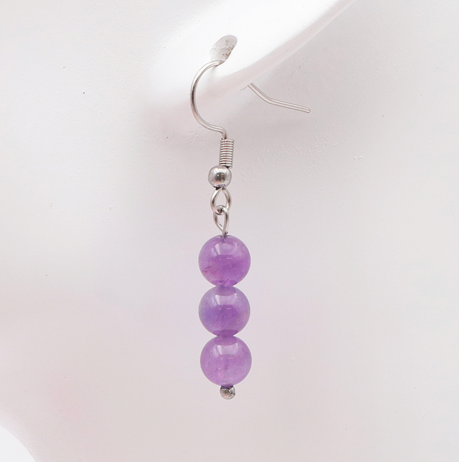 Boucles d'oreilles modèle 01 boules 06mm Améthyste Brésil A