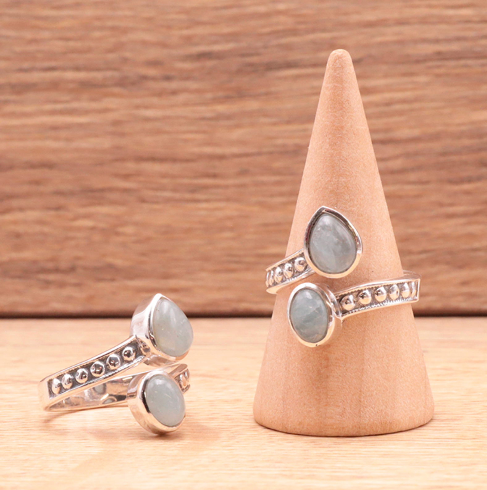 Bague argent 925 modèle 04 Aigue marine Namibie AA