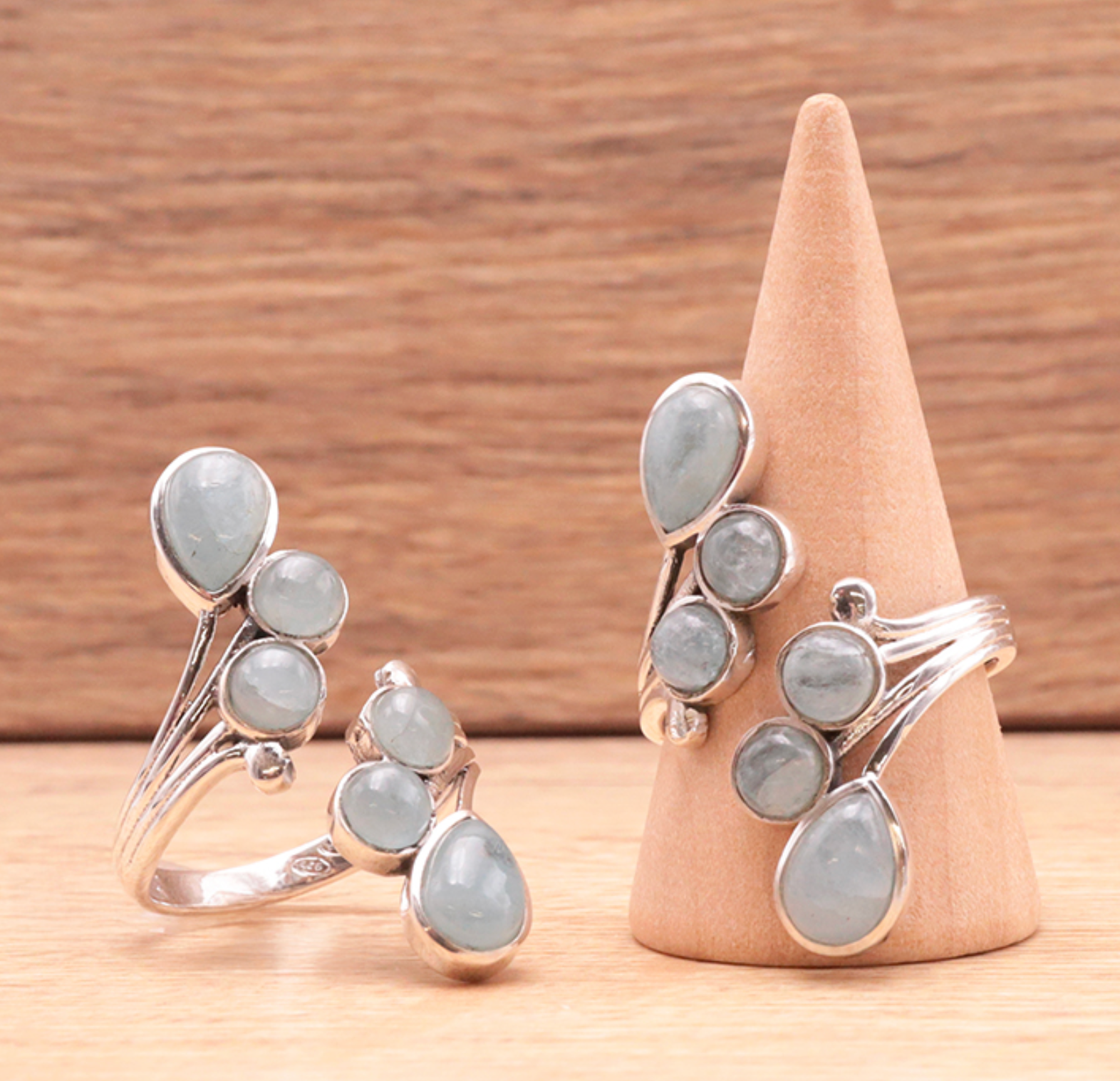Bague argent 925 modèle 01 Aigue marine Namibie AA
