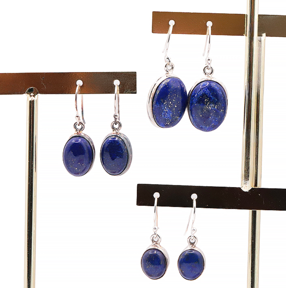 Boucles d'oreilles argent 925 lapis lazuli A (1 paire) 5,90 gr