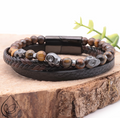 BRACELET NOXIS CUIR NOIR HOMME OEIL DE TIGRE A