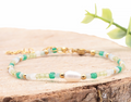 Bracelet Vaya doré perle d'eau douce, Agate verte A