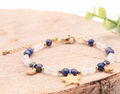 Bracelet Mira doré Lapis lazuli, Cristal de roche A