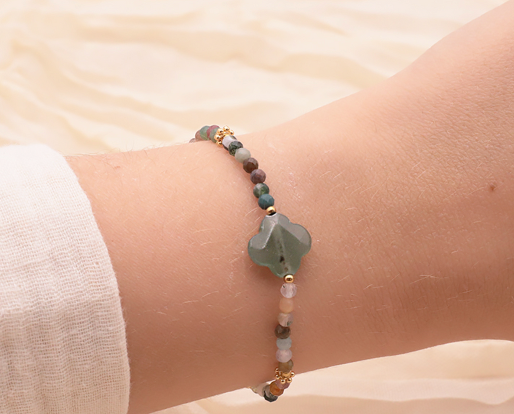 Bracelet Rosalia doré Aventurine verte, Agate Indienne A