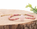 Bracelet Rosalia doré Quartz rose, Rhodonite A