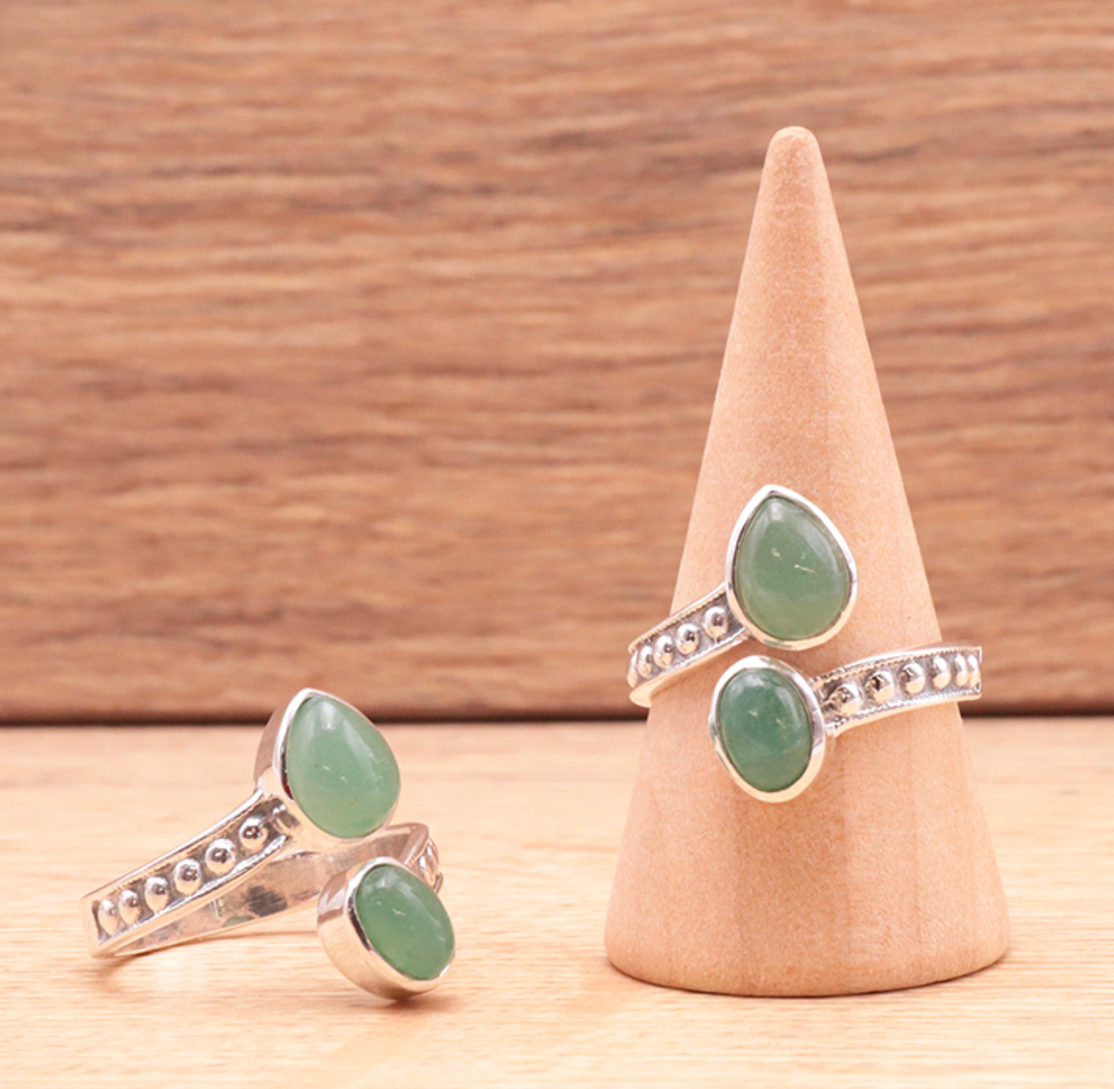 Bague argent 925 modèle 04 Aventurine verte A