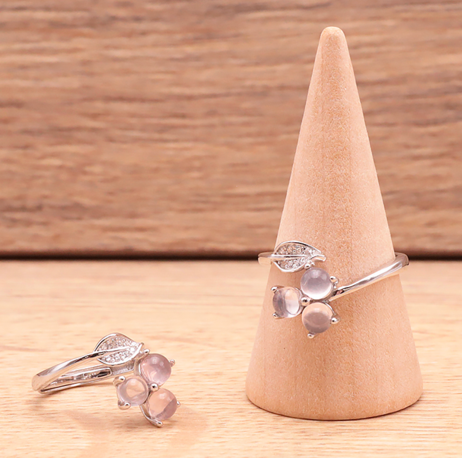 Bague argent 925 modèle 07 Quartz rose Madagascar AA+