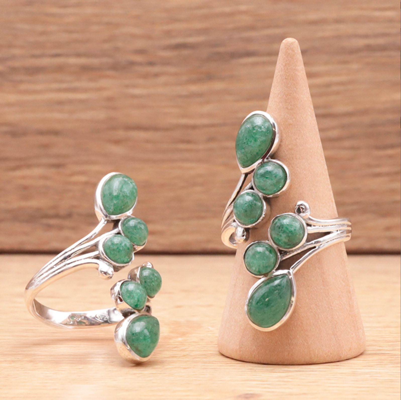 Bague argent 925 réglable modèle 01 Aventurine verte A