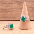 Bague argent 925 rhodié modèle 06 Chrysoprase AA+