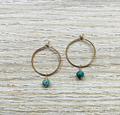 Créoles boucles d'oreille émeraude plaqué or