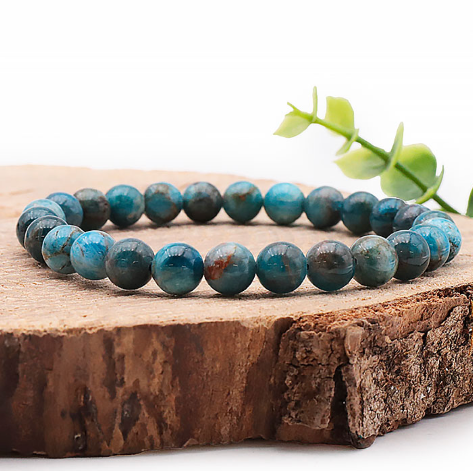 Bracelet boule 08mm Apatite bleue AB (taille 2)