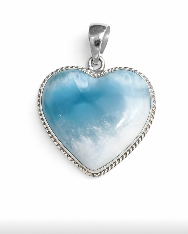 Pendentif Coeur Larimar Qualité AAA Extra République dominicaine