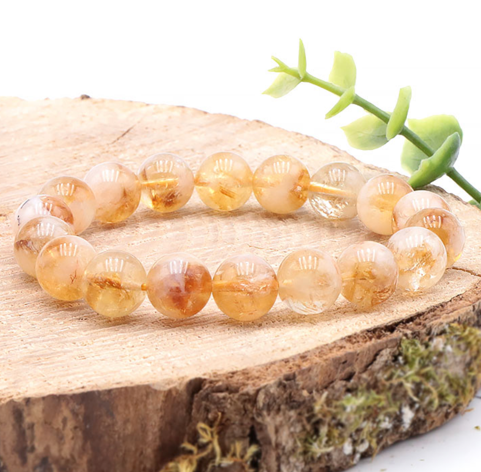 Bracelet boule 10mm Citrine chauffée AA (Améthyste chauffée)