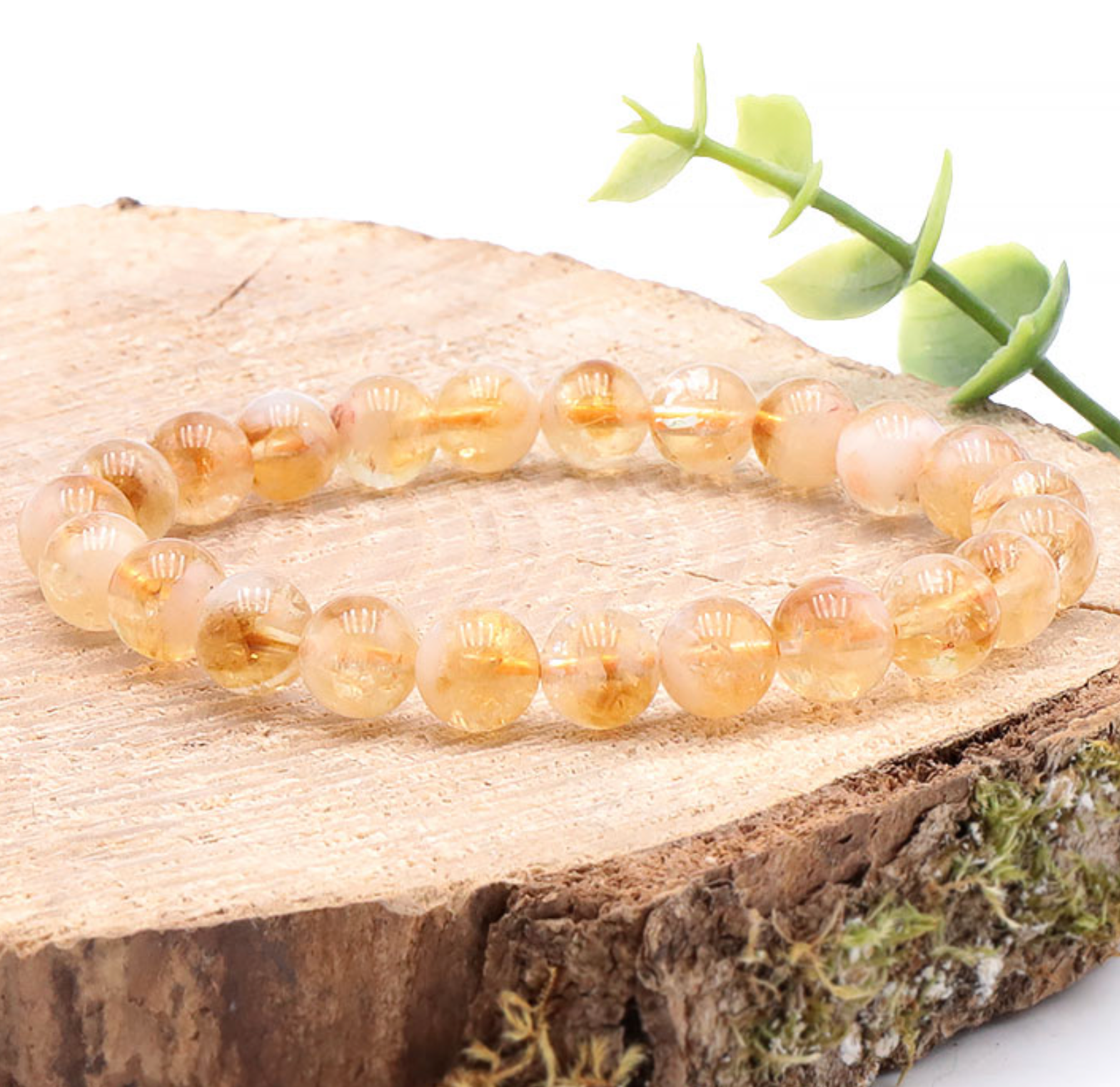 Bracelet boule 08mm Citrine chauffee AA