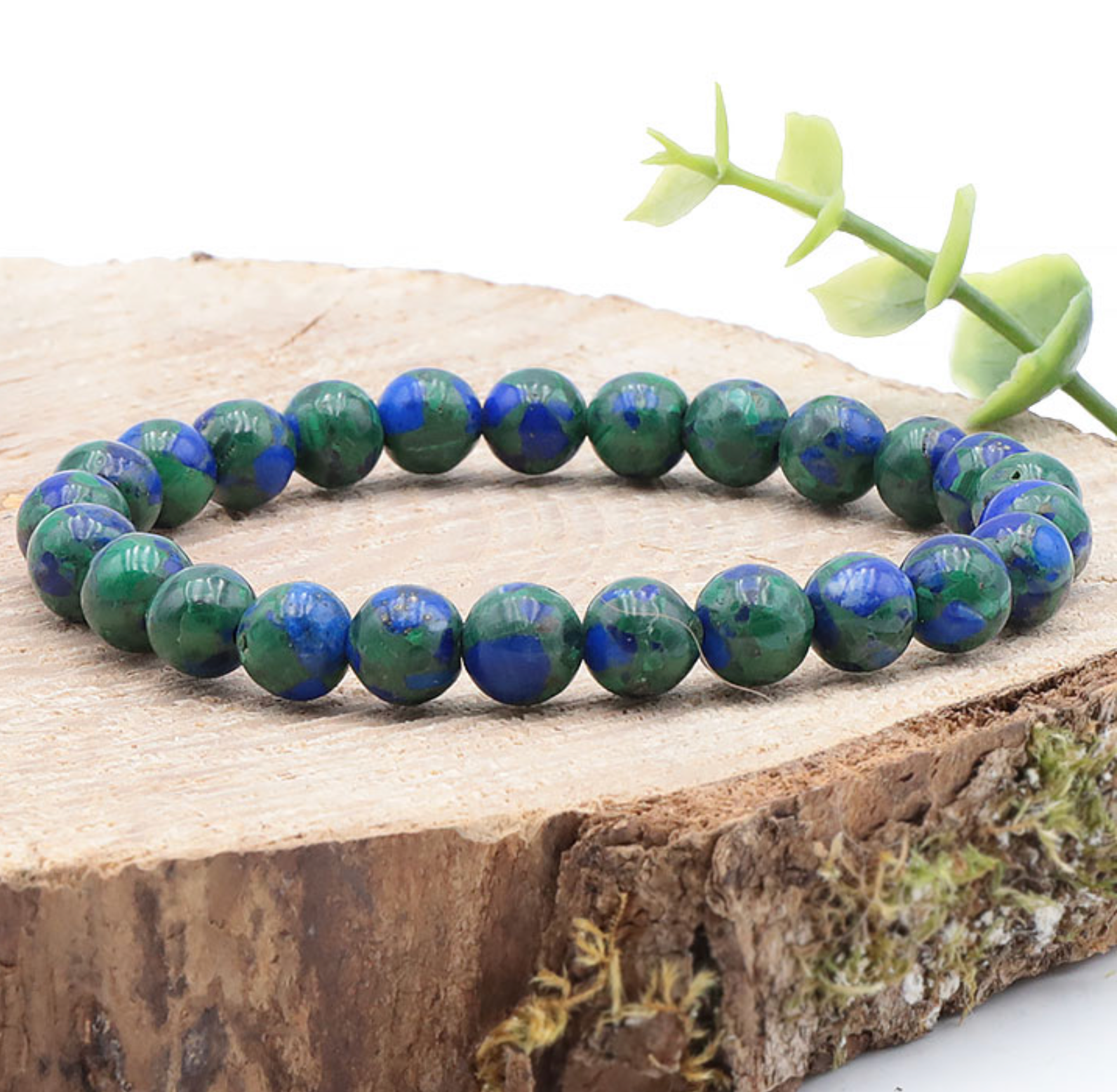 Bracelet boule 08mm Azurite Malachite A+