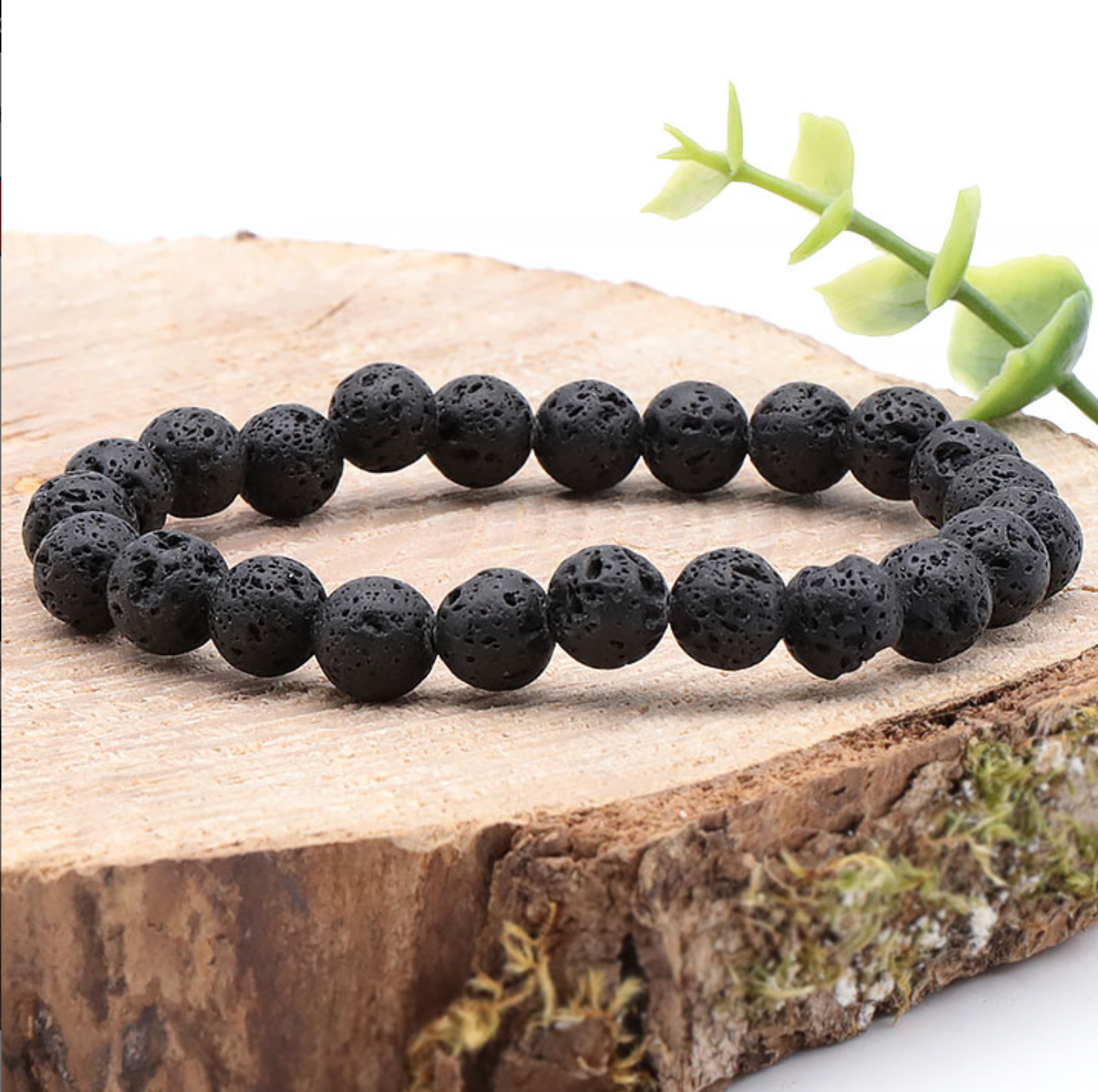 BRACELET BOULE 08MM PIERRE DE LAVE AB