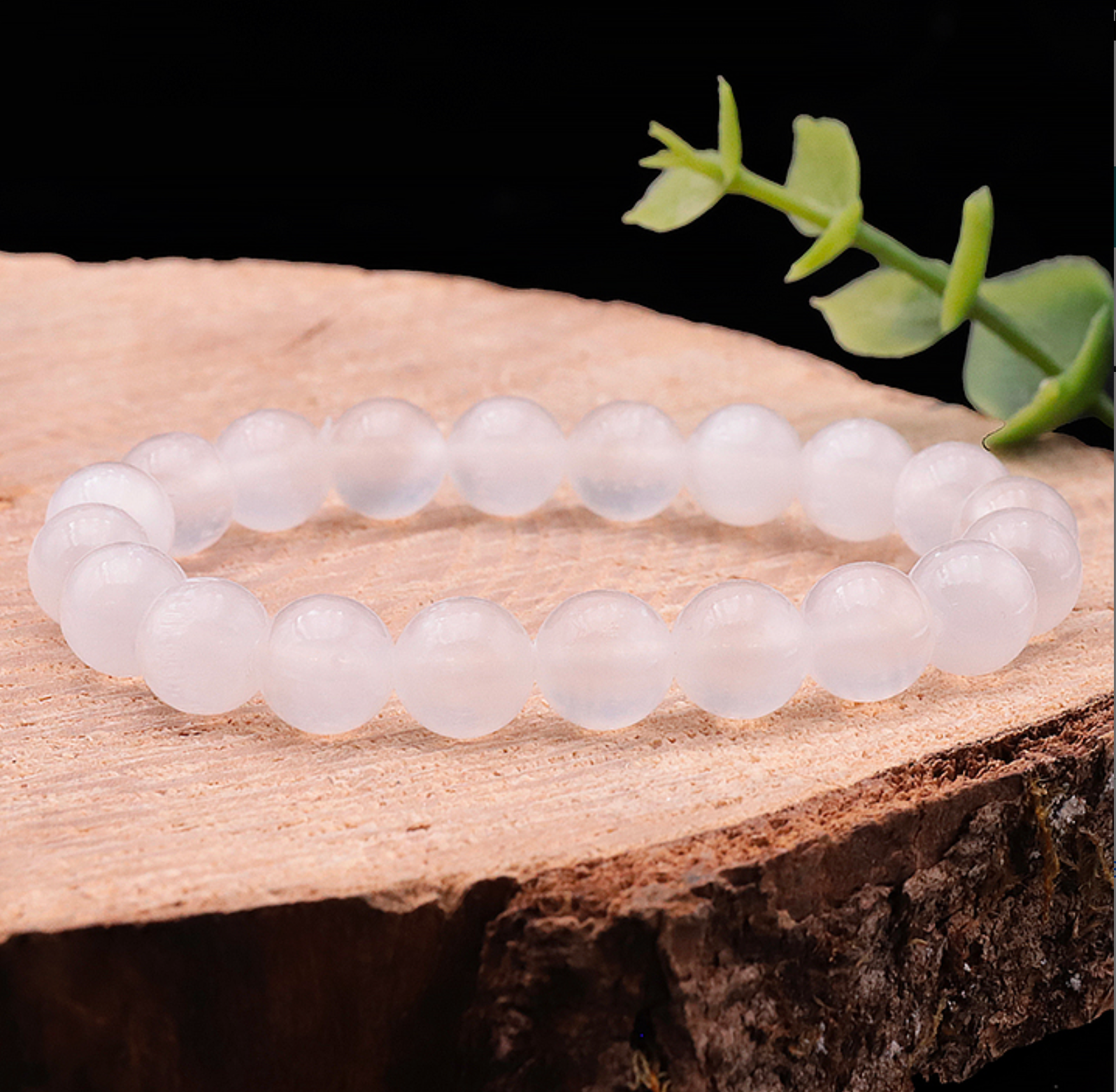 BRACELET BOULE 08MM SELENITE AA (TAILLE 0)