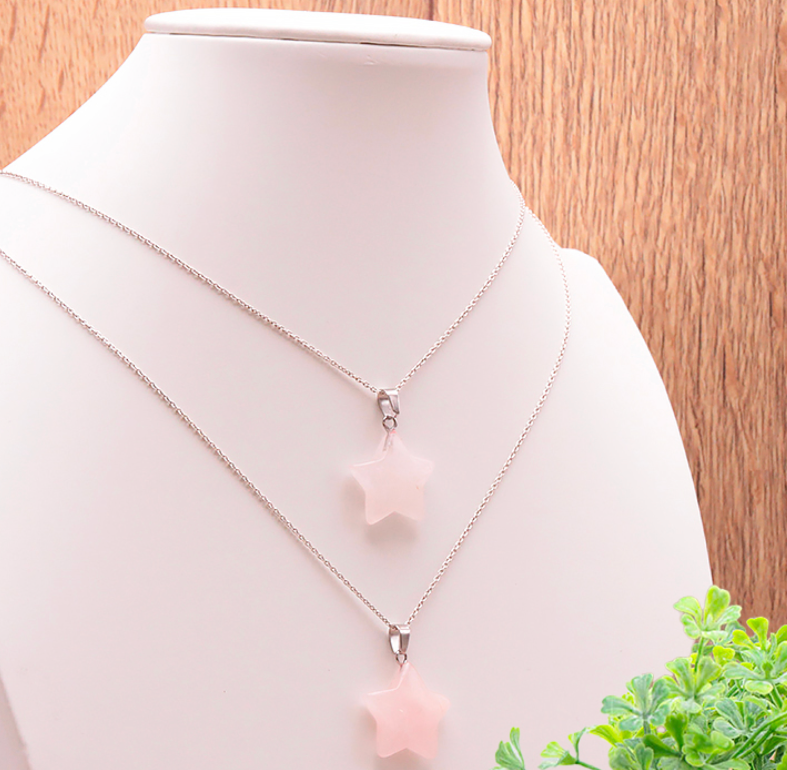 Pendentif étoile 20mm Quartz rose A (1 pièce)