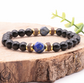 Bracelet Ring doré onyx, bois, lapis lazuli A