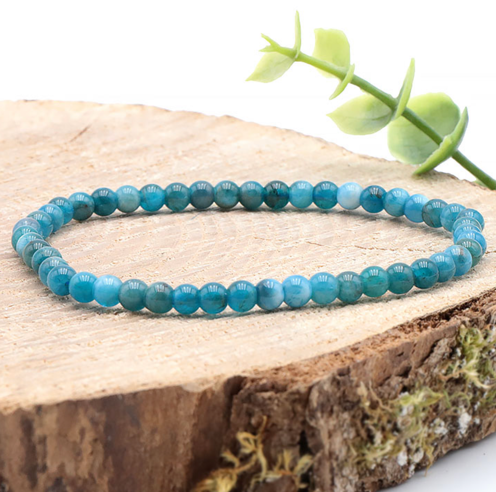 Bracelet boule 04mm Apatite bleue A+