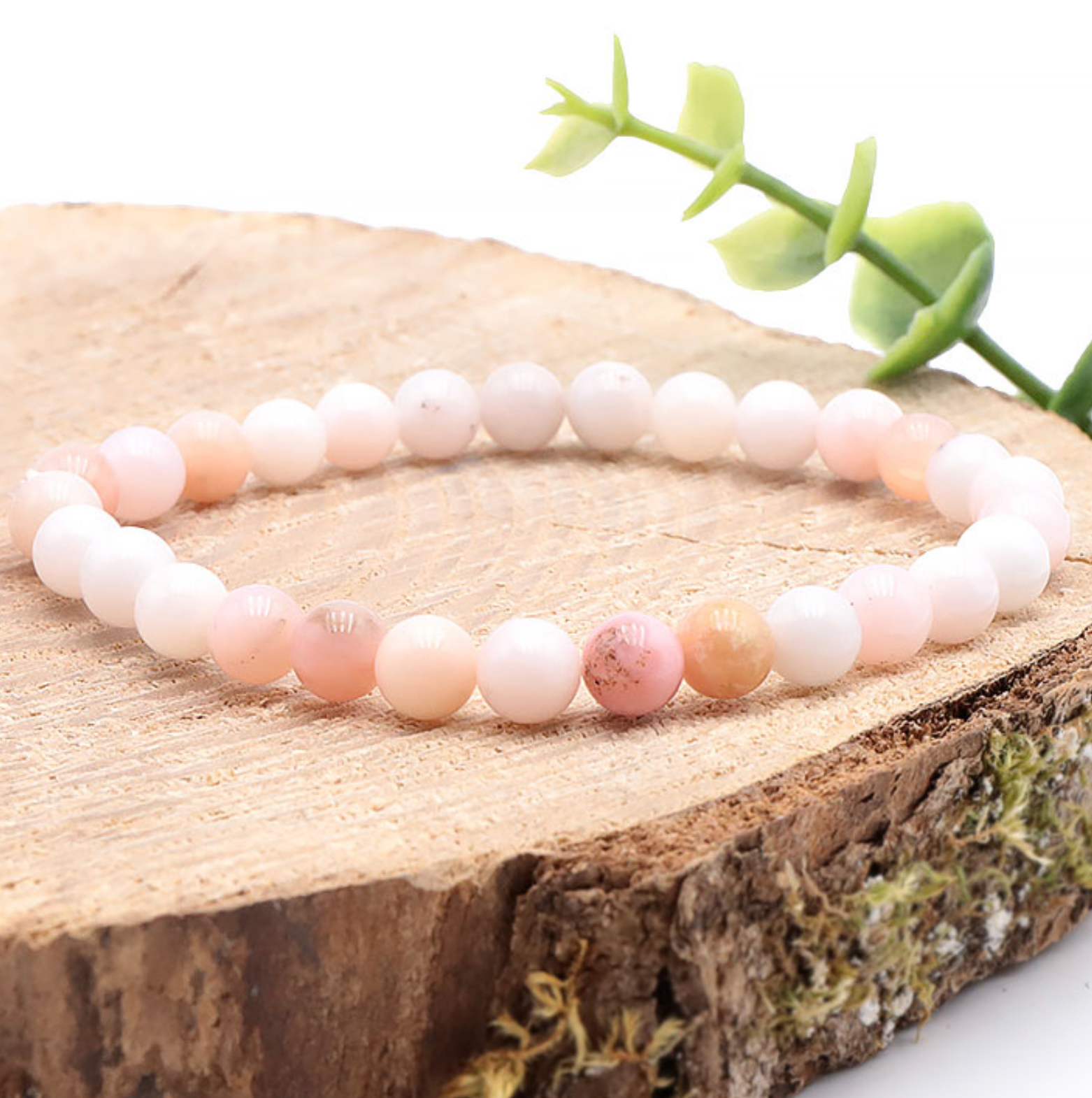 Bracelet boule 06mm Opale rose AA