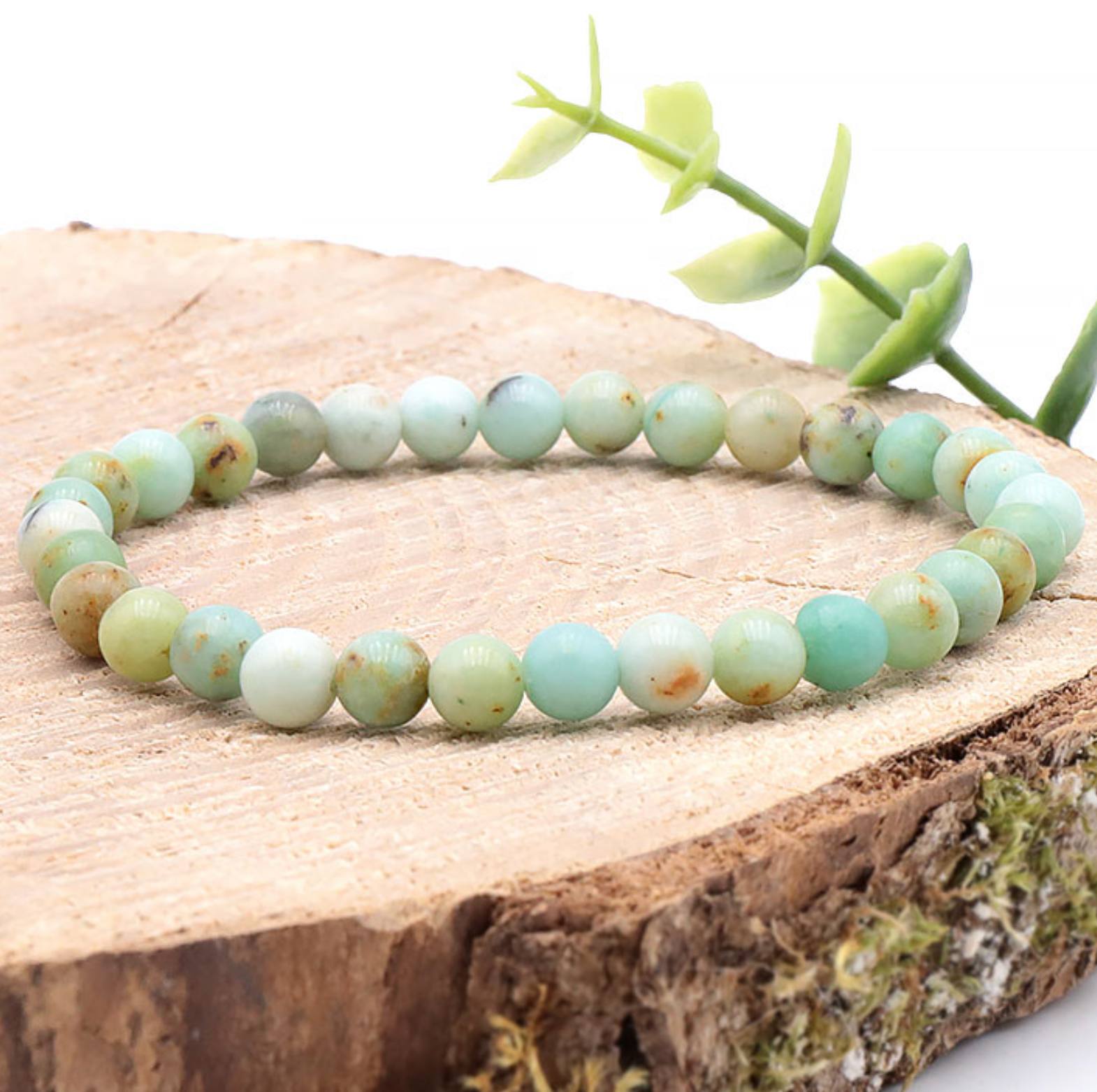 Bracelet boule 06mm turquoise de Mongolie AB