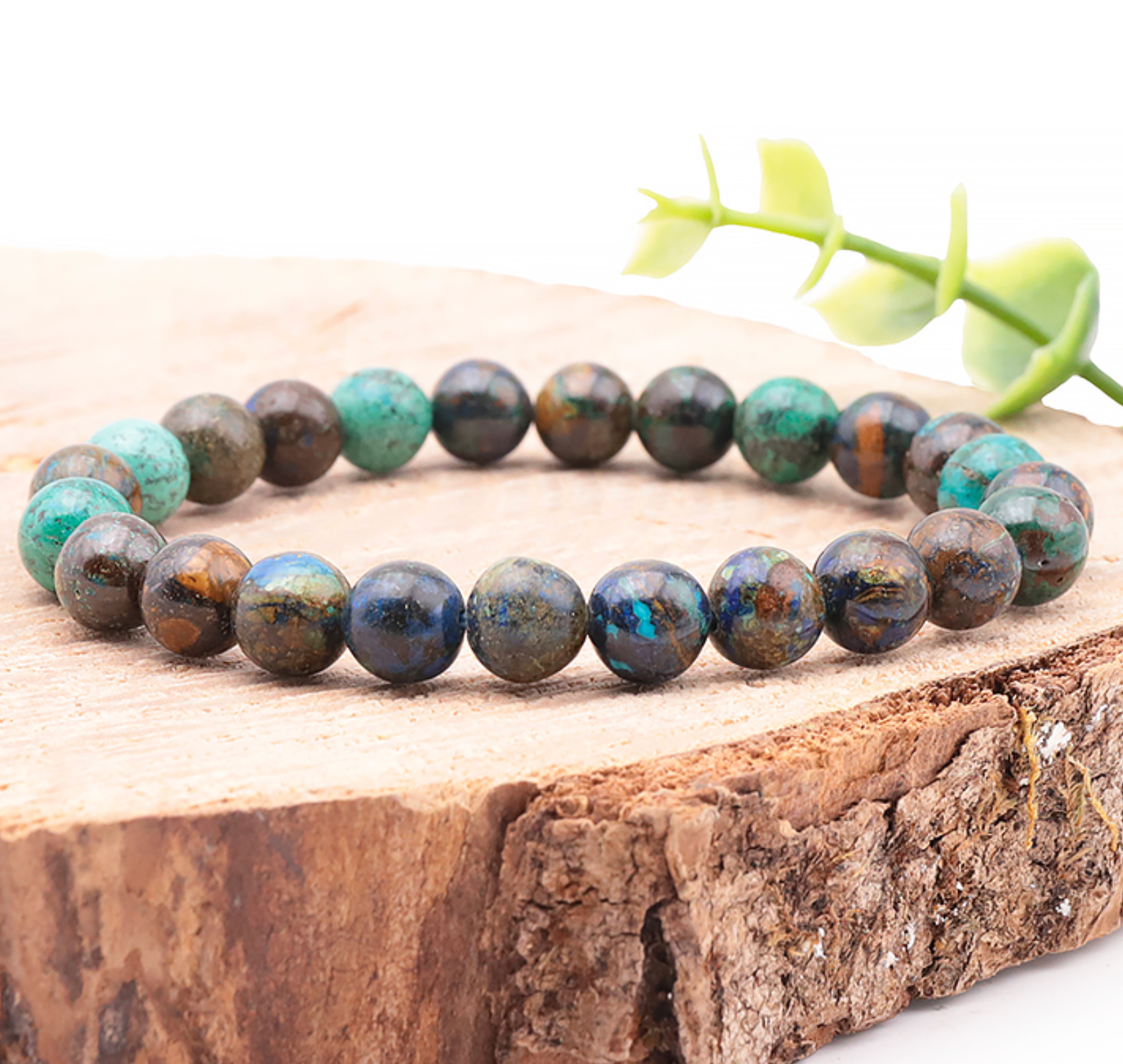 Bracelet boule 08mm Chrysocolle Pérou AA