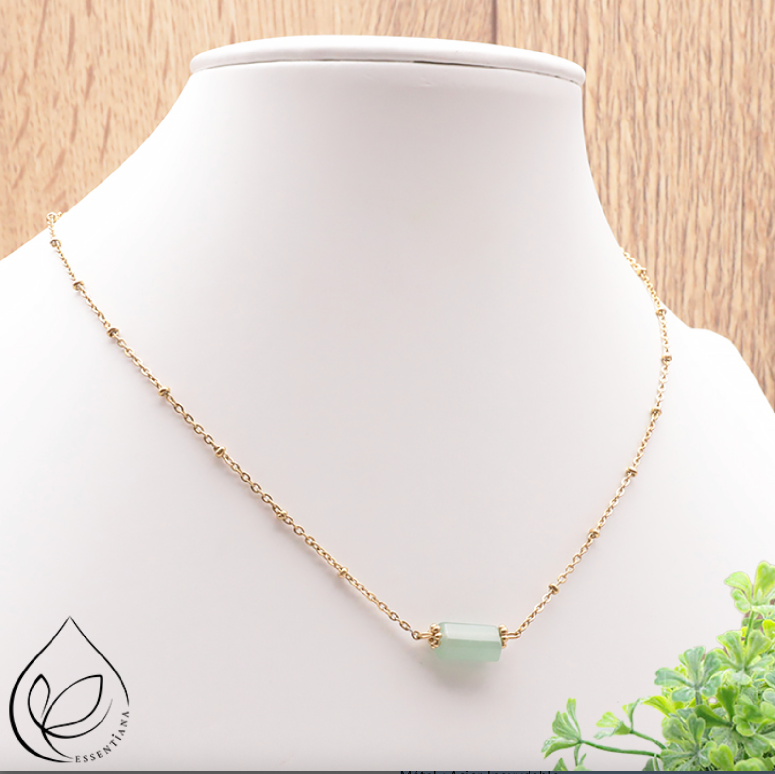 Collier Cléa doré Aventurine verte A