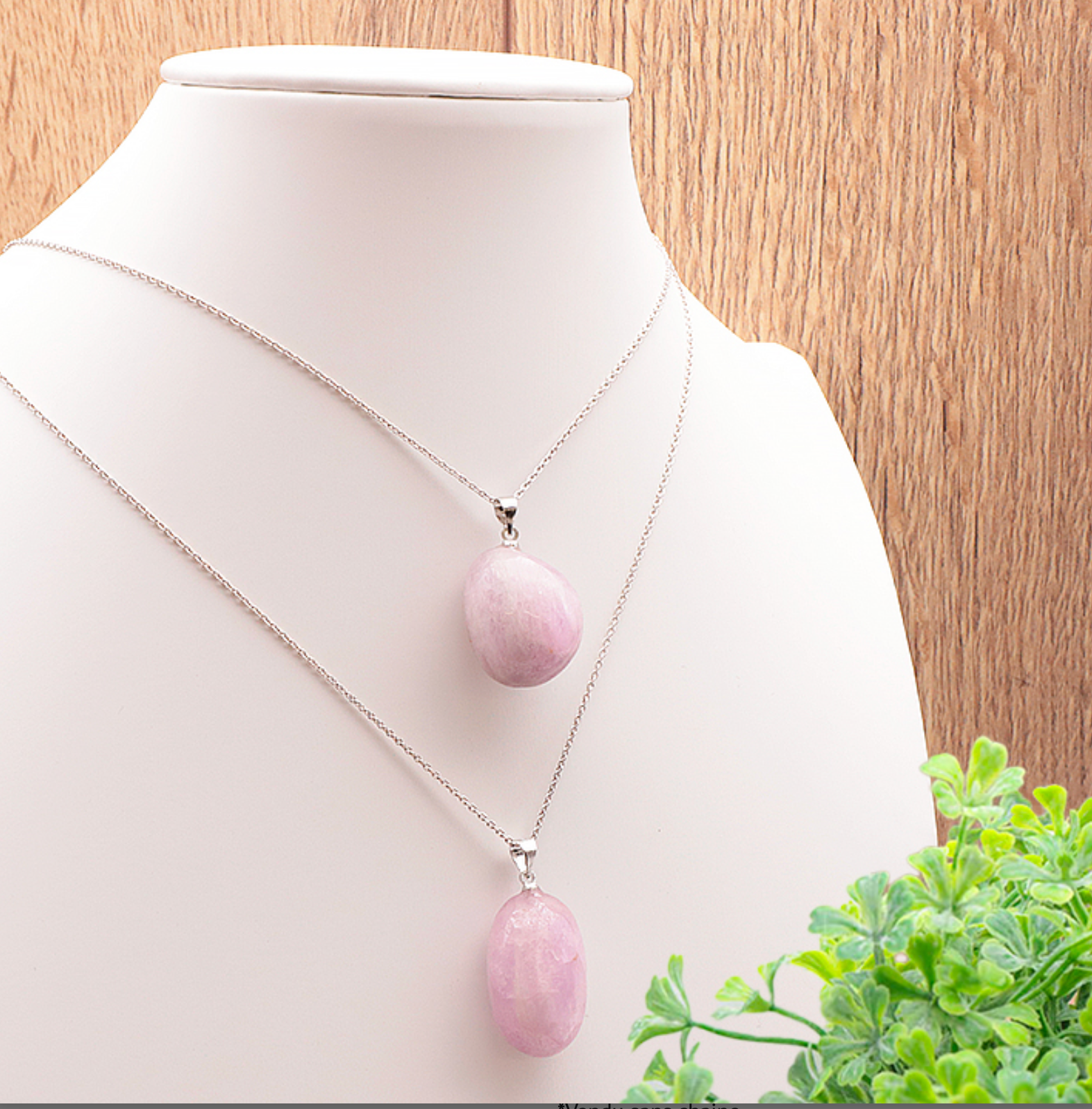 PENDENTIF PIERRE ROULÉE KUNZITE BRÉSIL AA 20 À 30MM (1 PIÈCE)