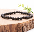 Bracelet boule 06mm Obsidienne dorée AA