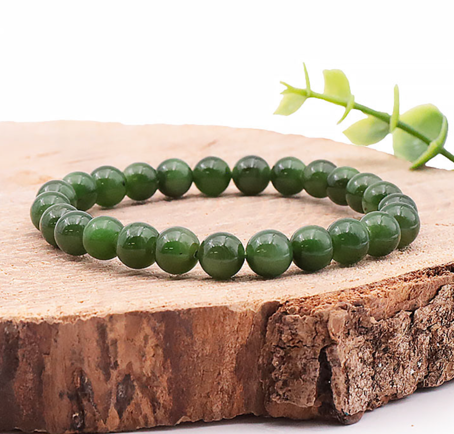 Bracelet boule 08mm Jade néphrite AA