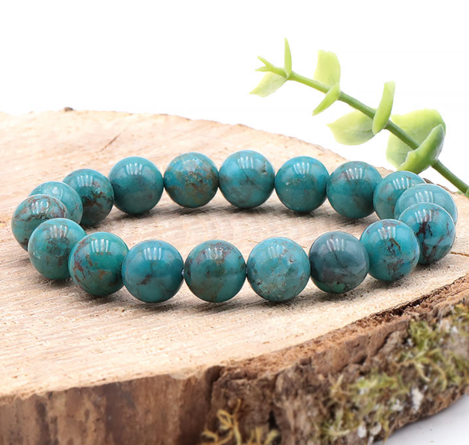 Bracelet boule 10mm Turquoise du Tibet A+
