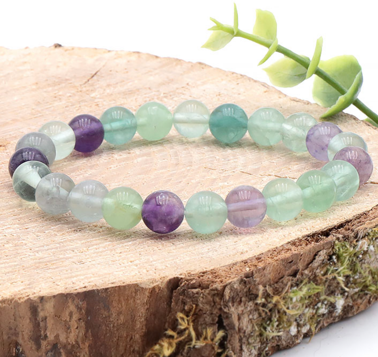 Bracelet boule 08mm Fluorine multicolore A