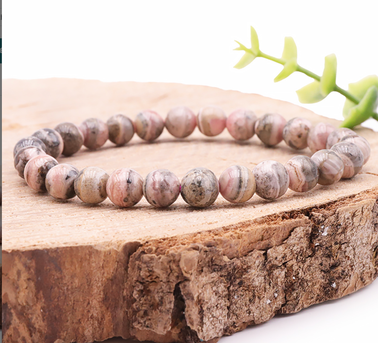 Bracelet boule 08mm Rhodochrosite sur gangue Argentine A (07,5-08,5mm)