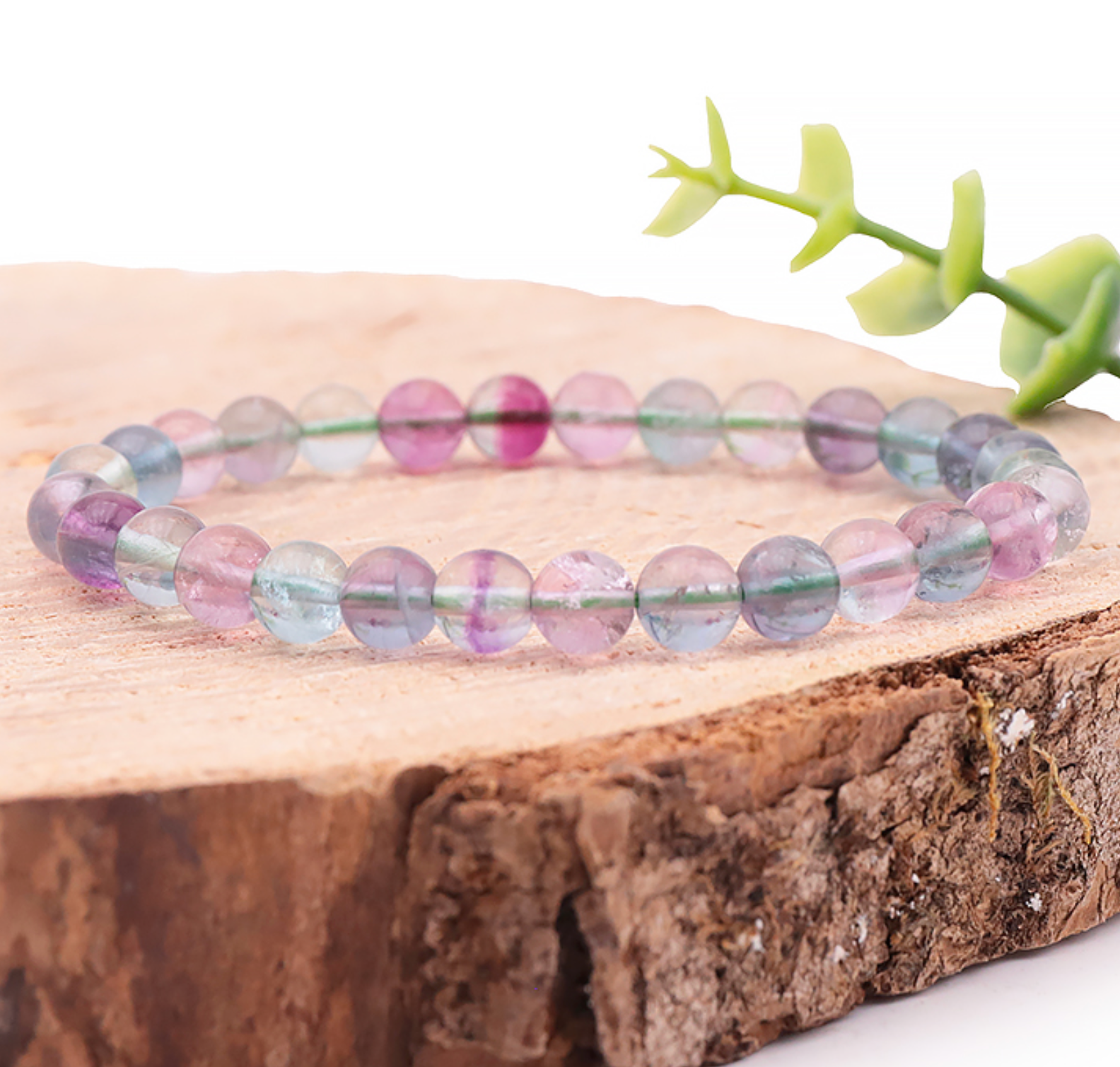 Bracelet boule 06mm Fluorine multicolore AA
