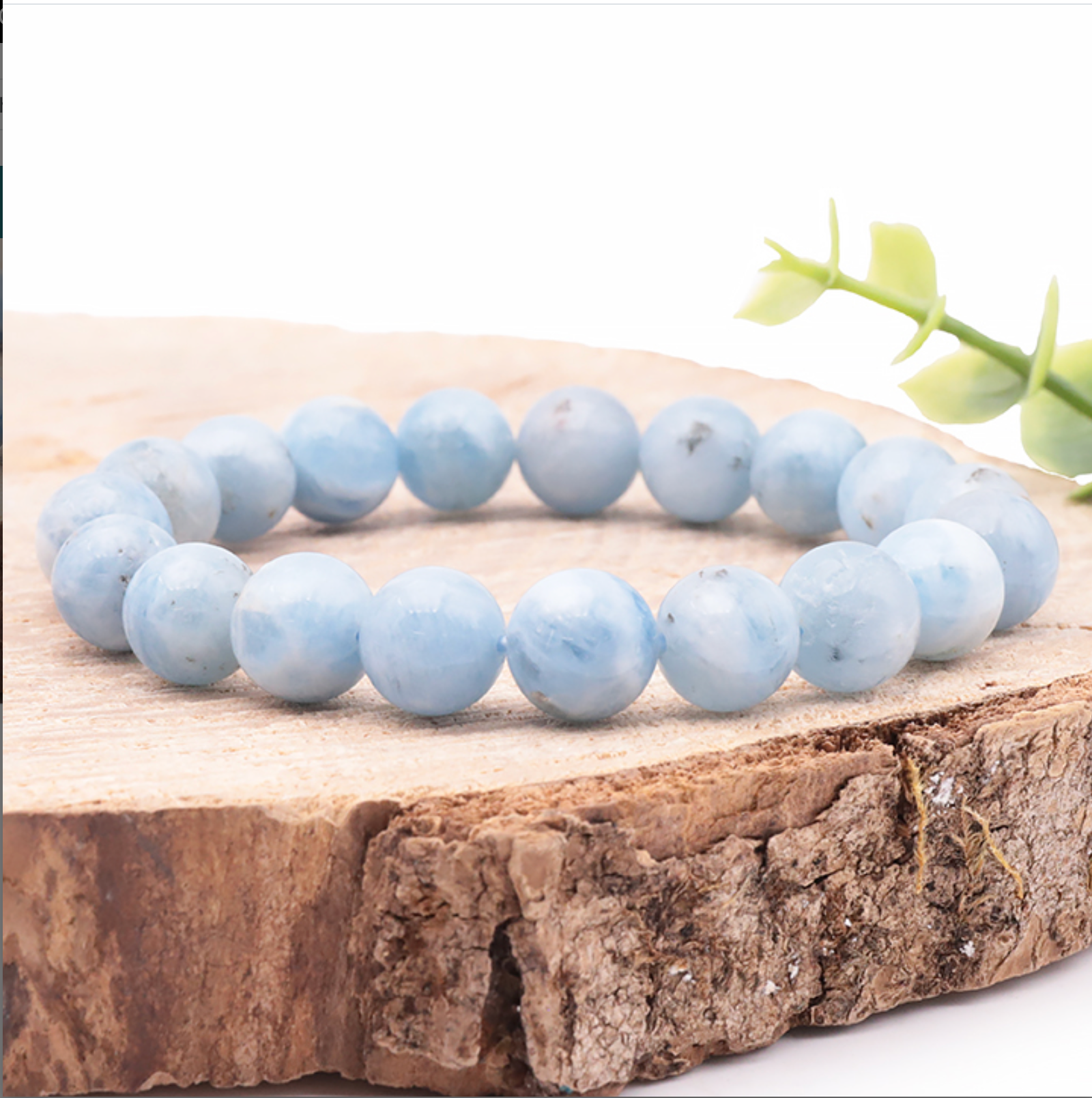 Bracelet boule 10mm aigue marine Namibie AA