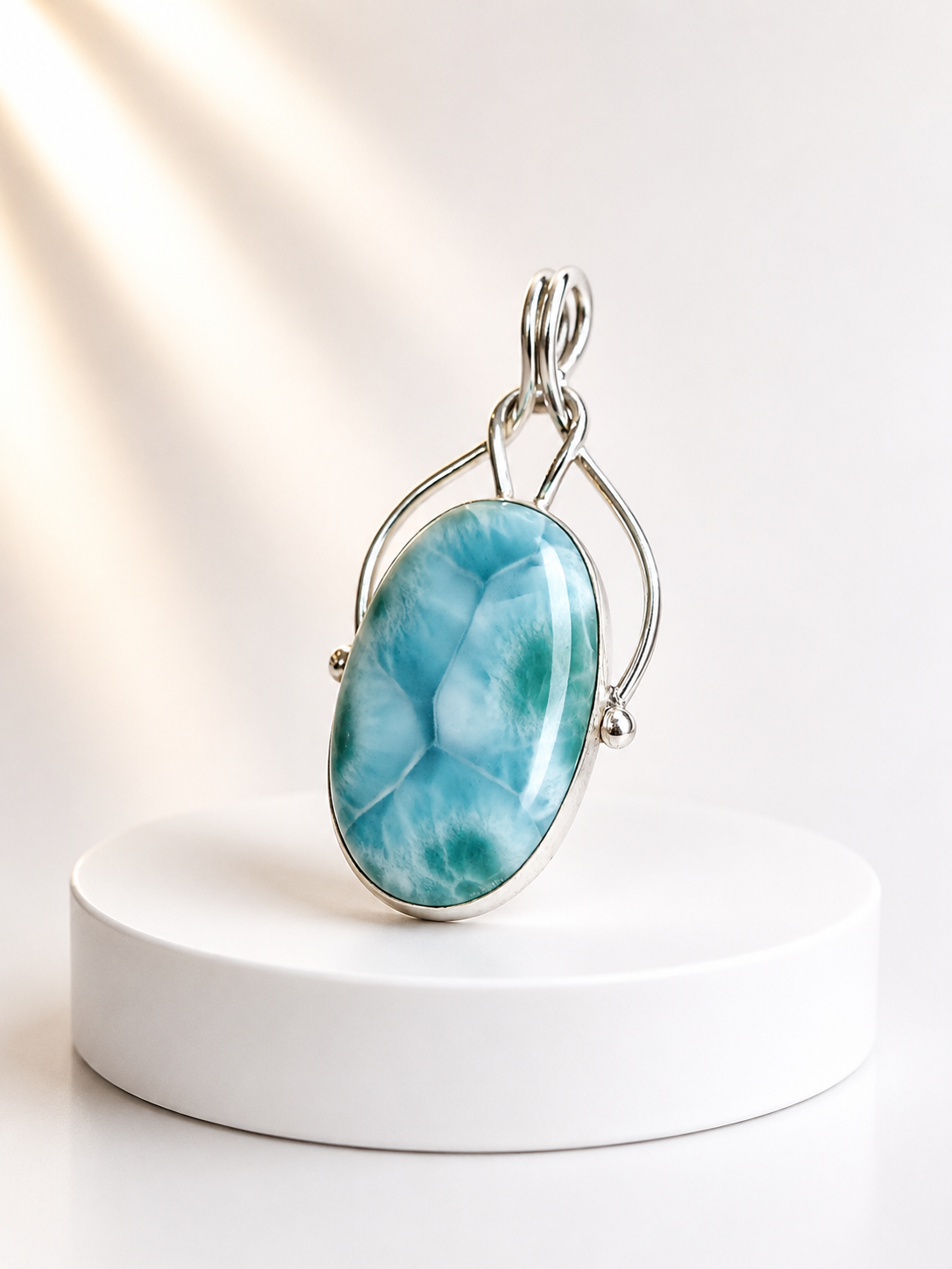 Pendentif torsader Larimar Qualité AAA Extra Argent République dominicaine
