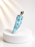 Pendentif dent de requin Larimar Qualité AAA Extra Argent République dominicaine