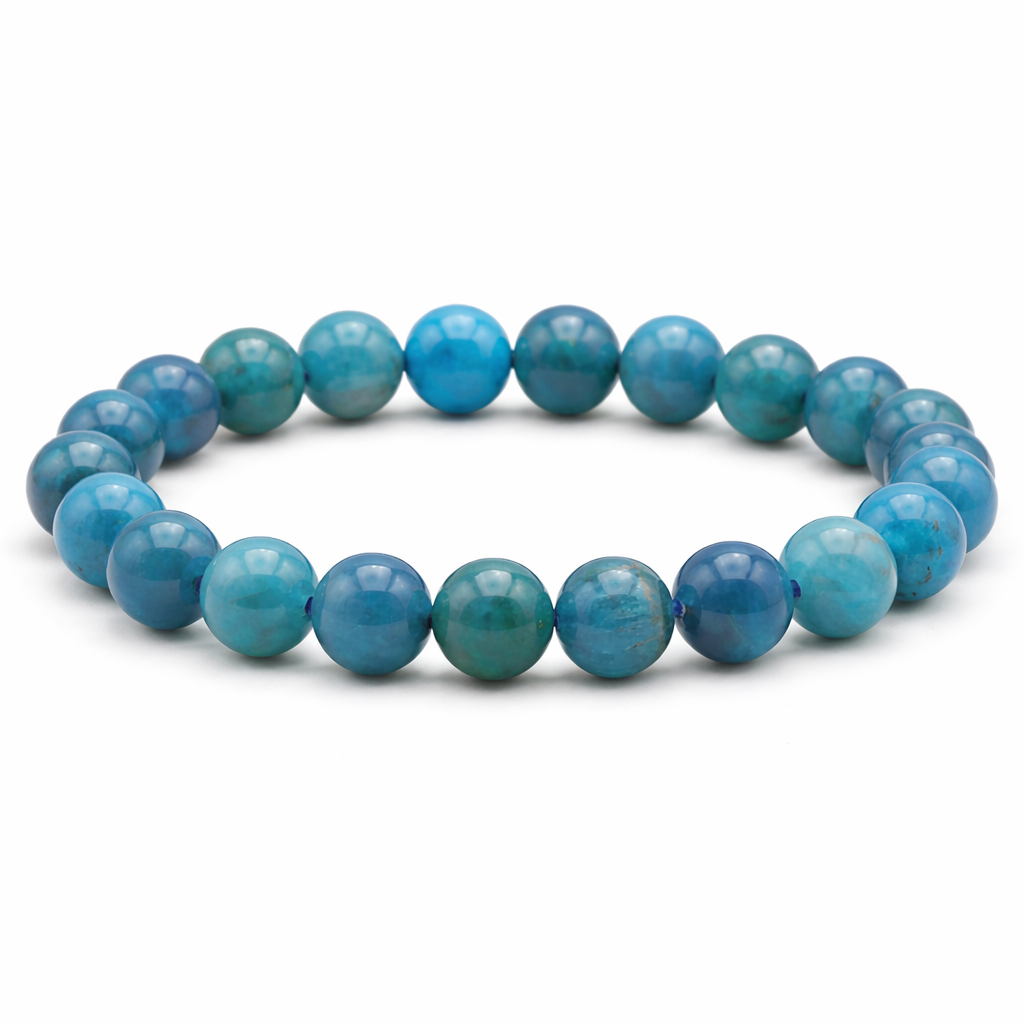Bracelet boule 06mm apatite bleue A+ (taille 0)