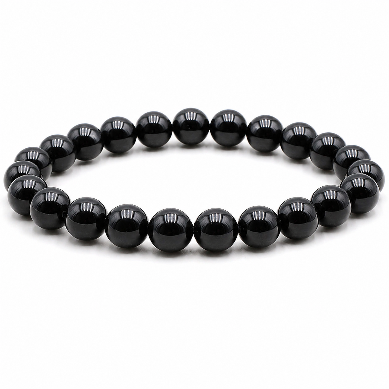 Bracelet boule 08mm Tourmaline noire A (taille 2)