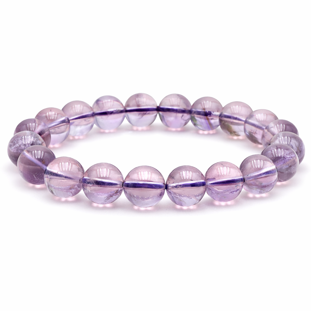 Bracelet boule 10mm Améthyste Brésil claire AAA